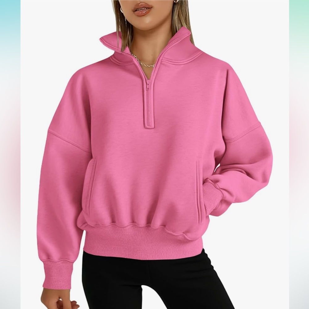 Pretty Gardens Amazon Half Zip Mock Neck Slightly Cropped Sweatshirt